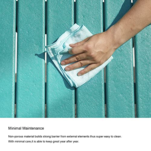 Elm Plus All- Weather Outdoor Round Hdpe Adirondack Patio Side Coffee Table, 32" D, Aqua #TOP4