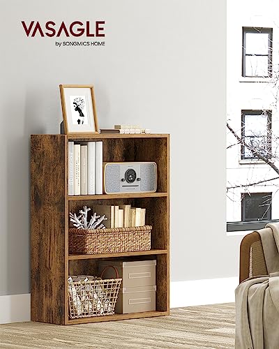 Image of VASAGLE Set of 2 Bookshelves, 23.6 Inches Wide, 3-Tier Open Bookcases with Adjustable Storage Shelves, Floor Standing Units, Rustic Brown ULBC163X01-2