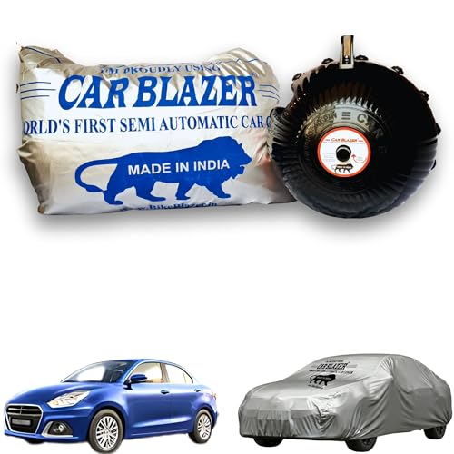 Image of CARBLAZER Portable & Semi-Automatic Full Body Car Covers: Heavy Duty Device| Anti-Theft| Dust & Scratch Proof | Water & Wind Resistant|Custom Fit| Dual-Side Cover, Compatible for Maruti Swift Dzire