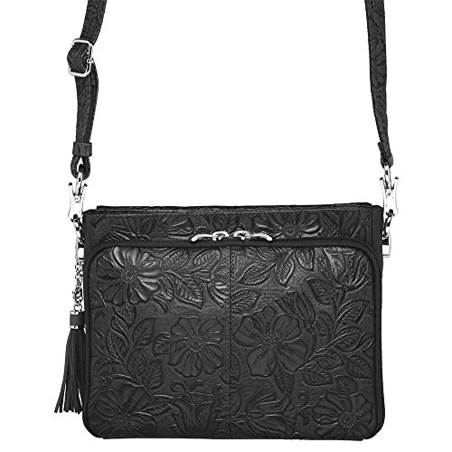 Concealed Carry Purse - Leather Tooled American Cowhide Crossbody by Gun Tote'n Mamas (Black)3