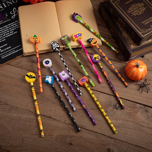 Lápices Halloween de madera x24 piezas con borradores miniatura 5