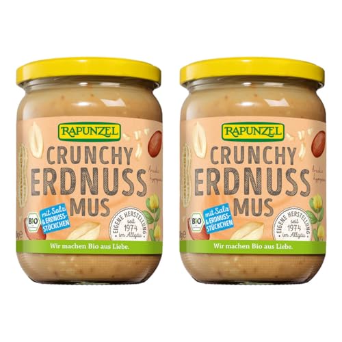 Rapunzel Erdnussmus Crunchy mit Salz, 2er Pack (2 x 500 g) - Bio