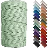 NOANTA Sage Macrame Cord 4mm x 109yards, Colored Macrame Rope, Cotton Rope Macrame Yarn, Colorful Cotton Craft Cord for Wall Hanging, Plant Hangers, Crafts, Knitting