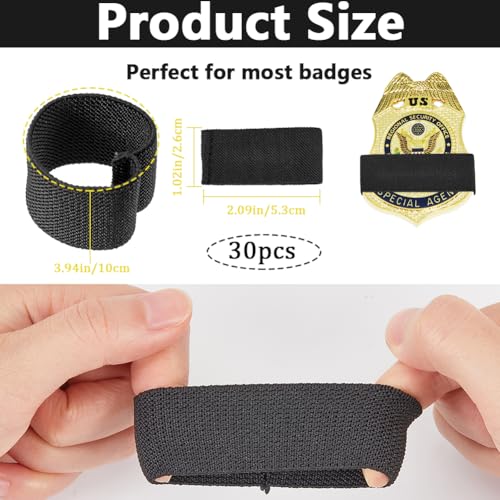 GORGECRAFT 30Pcs Police Mourning Band Stripe Black Funeral Badges Shield Honor Guard Elastic Straps Armband Ribbon Mourning Twill Band Tapes for Police Officer Badge 5.3x2.6cm - Image 2