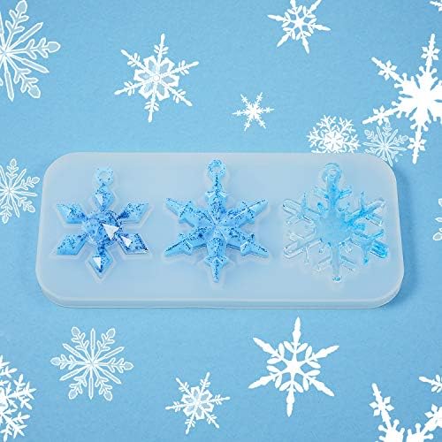 3 Pieces Snowflake Silicone Moulds, DIY Silicone Pendant Mold Making Resin Casting Mold for Holiday Craft Supplies
