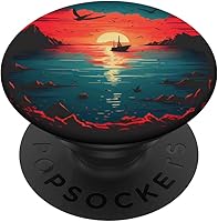 Vista 1 de Sundown At Ocean Illustration PopSockets intercambiables PopGrip