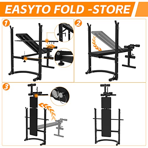 Rigel Adjustable Olympic Weight Bench Set, Foldable Flat Incline Decline Weight Bench With Leg Extension And Leg Curl, Multipurpose Home Gym Weight Lifting Strength Training #TOP4