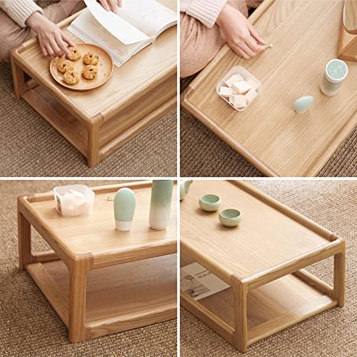 Table basse tatami beige 80x40x26cm pour salon de thé et méditation