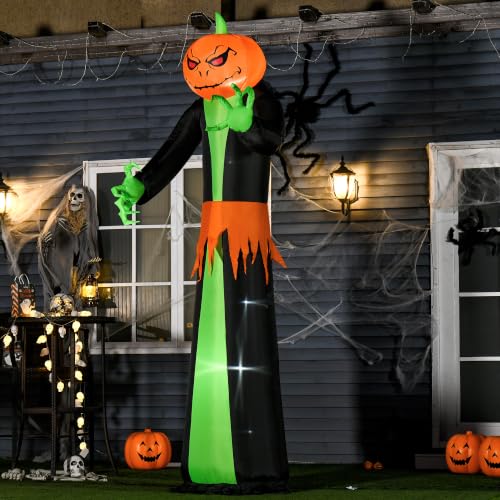 HOMCOM 270 cm Aufblasbare Halloween Kürbis mit integrierten LEDs