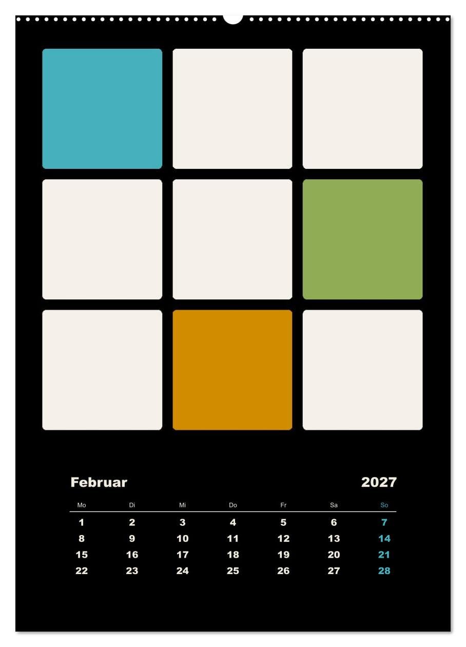 Fotokalender FARBFLÄCHEN (hochwertiger Premium Wandkalender 2027 DIN A2 hoch), Kunstdruck in Hochglanz: Foto-Collagen auf farbigen Quadraten (CALVENDO Hobbys)