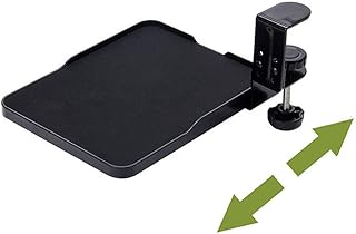 YANGHX Mouse Tray Clamp Under Desk Mouse Platform Clamp On Slide Out Ergonomic Mouse Tray Extender Sliding Pull Out (Black)