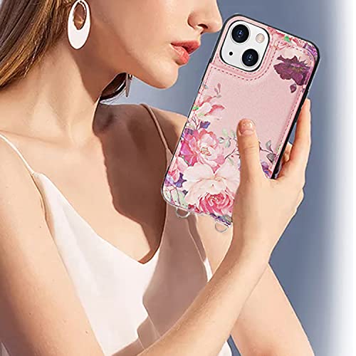 Crosspace Crossbody Women Phone Wallet Case Compatible For Iphone 14 With Card Holder,Easily 3 Cards,Premuim Leather,Raised Coner For Screen Camera,Adjustable Detachable Lanyard Strap(Pink,6.1Inch) #TOP6
