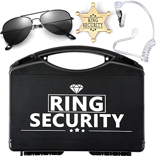 Ring Bearer Security:Ring Security Wedding Set Ring Bearer Box + Glasses + EarPiece + Badge Toy Ring Bearer Gifts Outfit