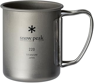 Snow Peak Titanium Single Mug, 8.8 fl oz (220 ml), Capacity 7.8 fl oz (220 ml)