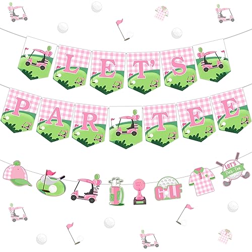Guirlande rose anniversaire thème golf avec lettres ajustables