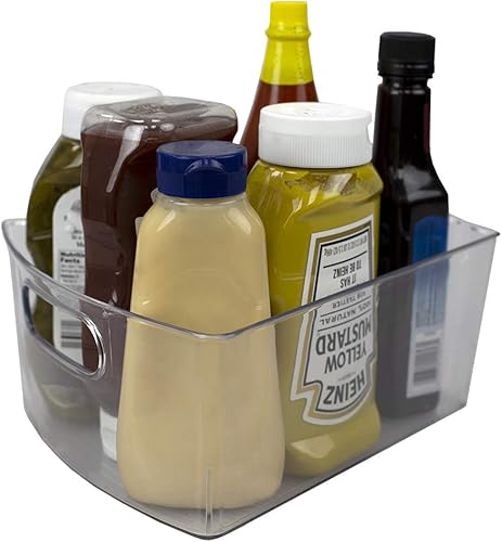 Home Basics Contenedor organizador de almacenamiento Lazy Susan de plástico resistente con asa frontal recortada para armario de cocina, organizador