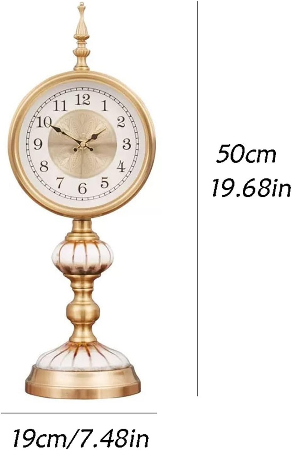 Mantle Clock Classic and Elegant Decorative Desk Clock Table Clock Ornament Living Room Vertical Light Luxury Clock Desk Clock Vintage Mantel Clock (Color : Brass)