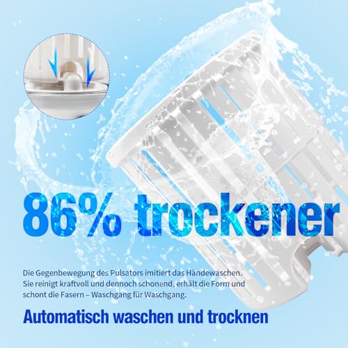 Waschmaschine und Trockner für Unterwäsche | 3L wiederaufladbare tragbare Mini-Waschmaschine mit blauem Licht | Tiefenreinigung für Socken und kleine Kleidungsstücke (HP909-Weiß-3L)