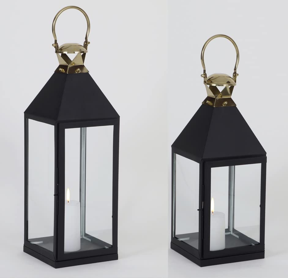 Amazon Brand – Umi Black Textured Finish Lantern - Elegant Outdoor Lighting Diwali Decor (18X18X61 CM & 14x14x43 CM Set of 2) (B0CH7WZHH1) Amazon Price History, Amazon Price Tracker