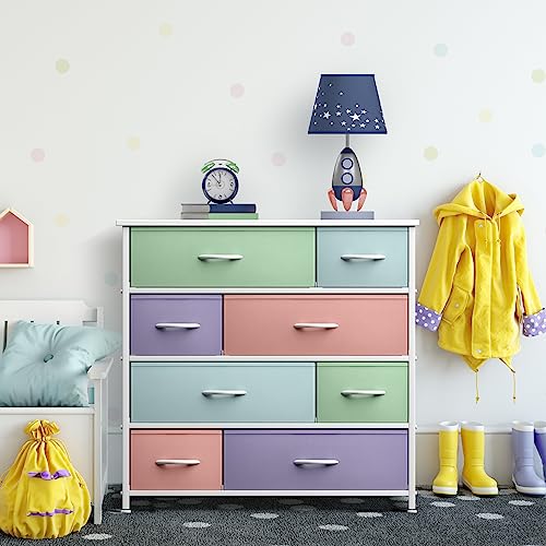 Sorbus Dresser With 8 Drawers - Furniture Storage Chest For Kid’s, Teens, Bedroom, Nursery, Playroom, Clothes, Toys - Steel Frame, Wood Top, Fabric Bins (Pastel) #TOP5