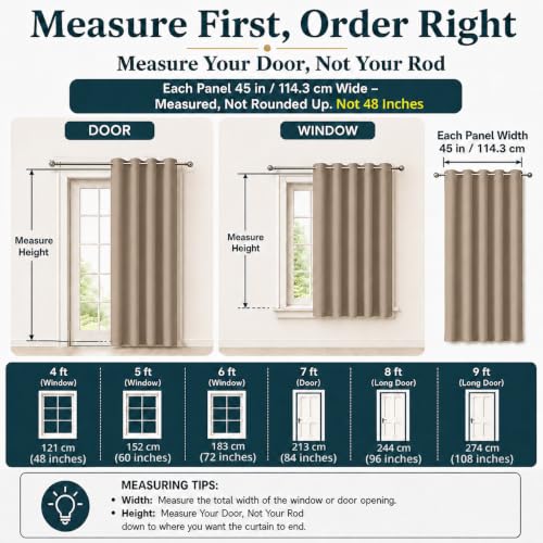 Image of Homestan Blackout Window Curtains 4 Feet Long Set of 2, Beige