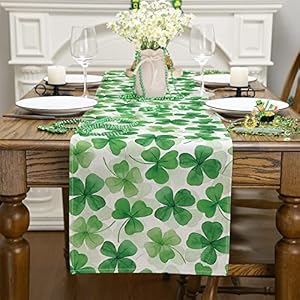 Siilues St Patricks Day Table Runner, Lucky St Patricks Day Decor Green Shamrock Seasonal Spring Holiday Table Decorations for Indoor Outdoor Dining Table Decor (13'' x 90'') Siilues St Patricks Day Table Runner Lucky St Patricks Day Decor Green Shamrock Seasonal Spring Holiday Table Decorations for Indoor Outdoor Dining Table Decor 13 x 90