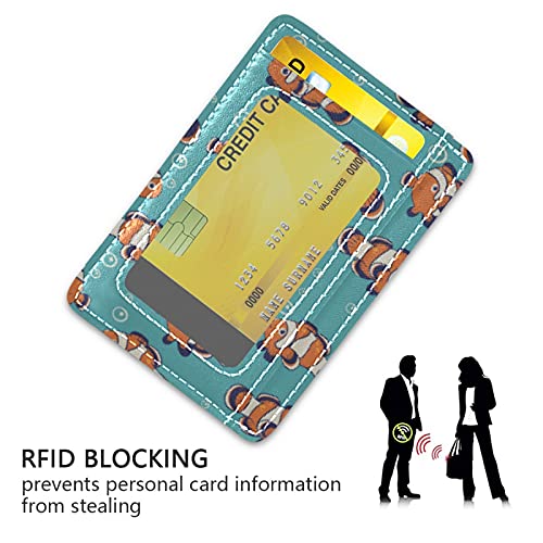 Orange White Clown Fishes Undersea With Bubbles Seamless Slim Minimalist Wallet, Front Pocket RFID Blocking Leather Credit Card Holder, Case Protector Covers for Men Women3