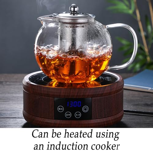 XFLYP 600ml Teekanne Glas Teebereiter mit Abnehmbare Edelstahl-Sieb, Teesieb Glas Teebereiter mit Deckel, Perfekt Perfekt für Losen Tee und Kaffee Teebeutel, Hitzebeständig & Transparent