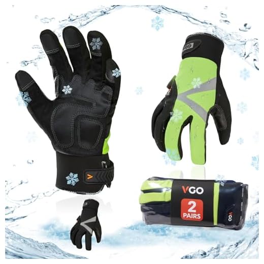 Vgo 2-Pairs -4℉ or above 3M Thinsulate C100 Lined High Dexterity Touchscreen Synthetic Leather Winter Warm Work Gloves, Waterproof Insert (Size L, Black, Fluorescent Green, SL8777FW)