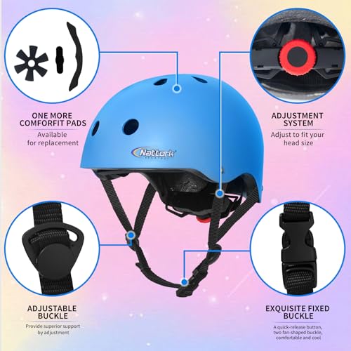 Nattork Kids Helmet Protective Gear, Removable Liner for Multi-Sports Skateboard, Skates, Bike, Scooter Age 4-12 Kids Youth Adults - Image 5