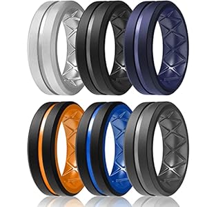 Egnaro Silicone Ring Men 1/4/6 Multipack Breathable Mens Silicone Rubber Bands Wedding Rings for Men Engagement Bands – 8mm Width 2mm Thickness