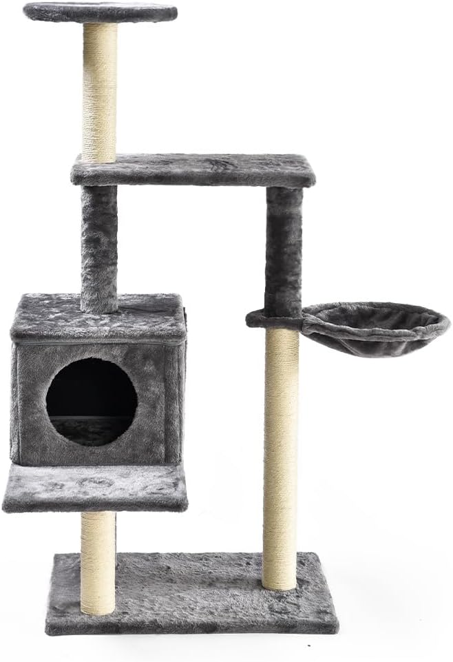 Max & Marlow 3-in-1 Cat Tree Condo Up to 50" | Transforming Cat Activity Tree & Condo | 3 Different Ways to Set Up, Gray,4070201