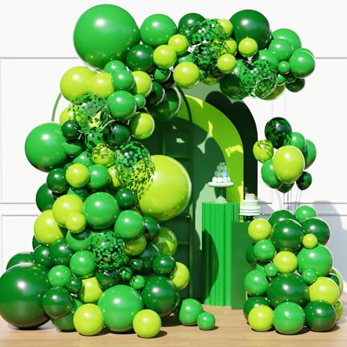 Green Balloons Arch Kit 129Pcs Green Balloons Garland Different Size for Birthday Jungle Forest Themed St. Patricks Day Summer Party Decorations