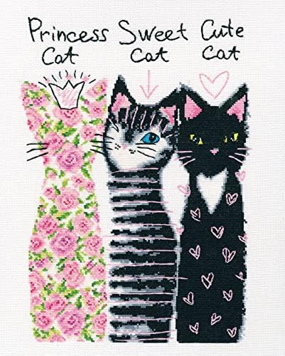 Wizardi Cross Stitch Kit "Girlfriends" M739 - Charming Friends Scene Design, 16ct White Zweigart Aida DMC 19 Colors Floss, Needle, Chart, 8.46x11.81" Kit for Adults RTO