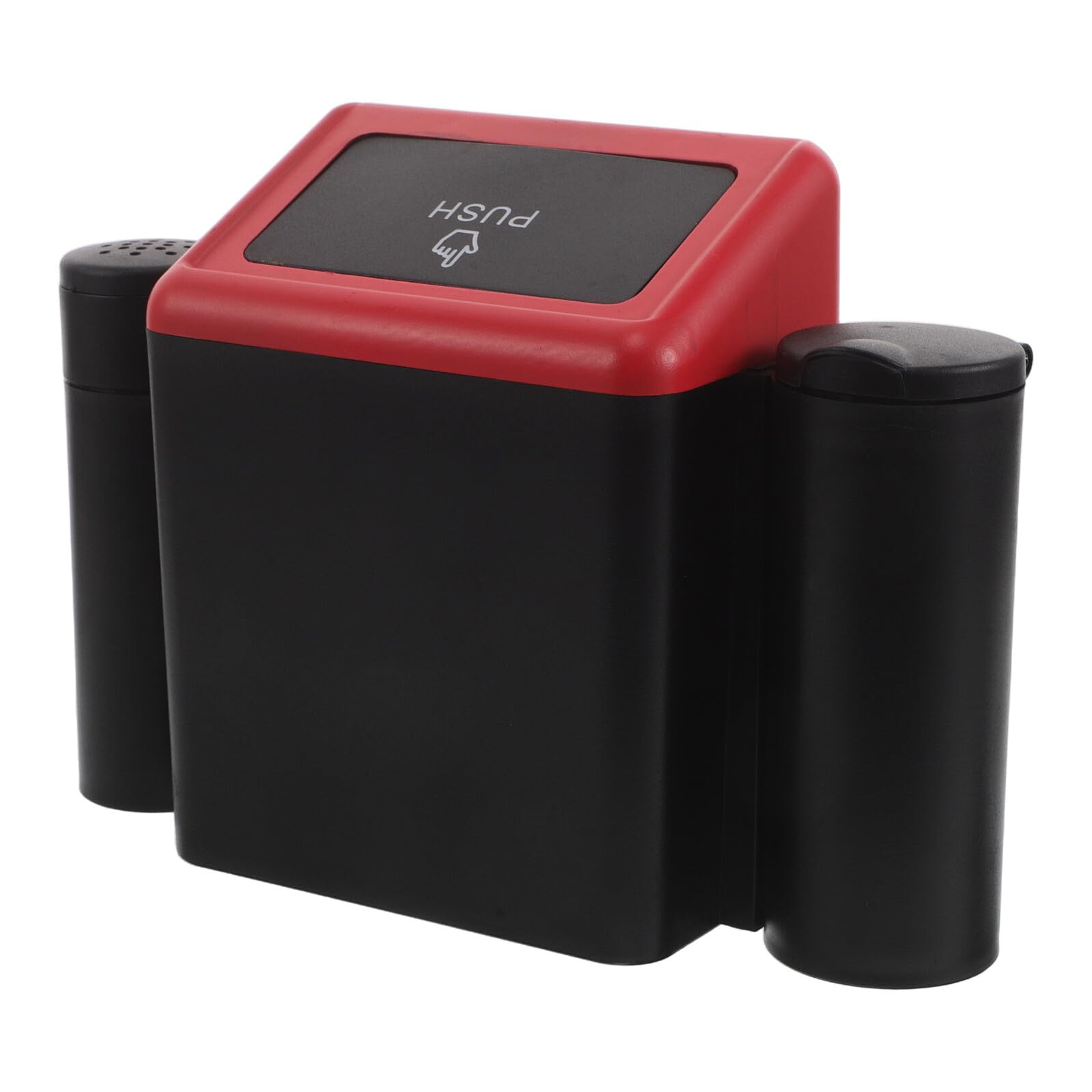 Cubo de basura para coche rojo con tapa y cenicero integrado Outanaya de ABS para organizar