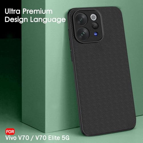 Image of TheGiftKart Back Cover Case for Vivo V70 5G / Vivo V70 Elite 5G | Slim & Lightweight | Ultra-Premium Design | Camera Protection Bump | Fabric Texture Case Cover (PC & TPU, Black)