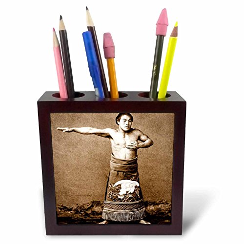 Porte-stylo Sumo japonais vintage en carrelage sépia, le cadeau idéal de 12,7 cm