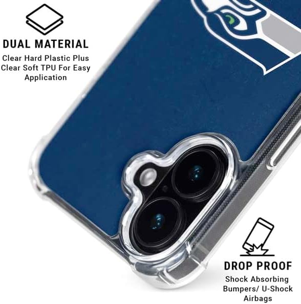 Skinit Phone Case Compatible with MagSafe iPhone 16 - Officially Licensed NFL Seattle Seahawks Distressed Design