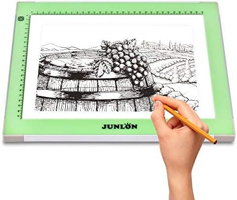 JUNLON A4 Aluminum USB LED Light Box Light Pad Table Tracing Board Tracer,Adjustable Brightness Ultra-Slim Led Pad Light for Weeding Vinyl,Drawing,Artcraft,Sketching,5D Diamond Painting Full Drill