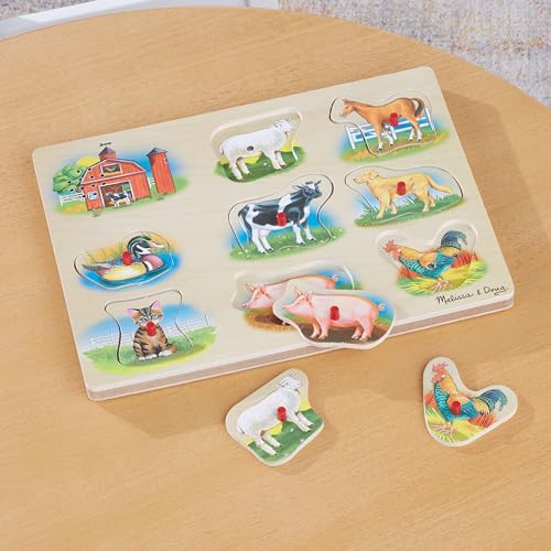 Melissa & Doug Farm Sound Puzzle - Wooden Peg Puzzle with Sound Effects (8 pcs) - image 9