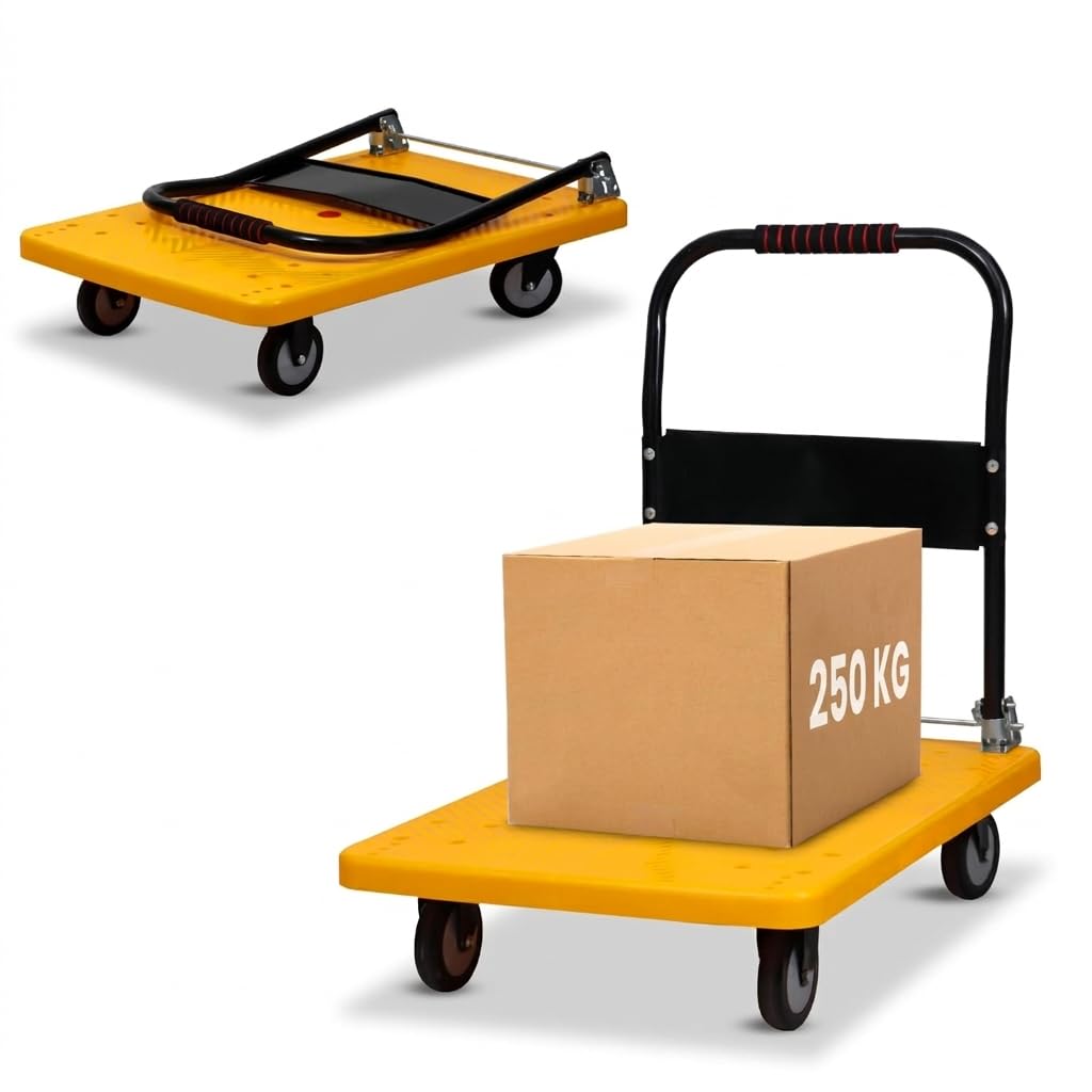 Robustt 250 Kg Heavy-Duty Foldable Platform Trolley (Yellow) | Plastic Hand Truck with 360° Rotating Wheels & Cushioned Grip | Material Handling Cart for Home, Office, Warehouse & Industrial Use-image-33