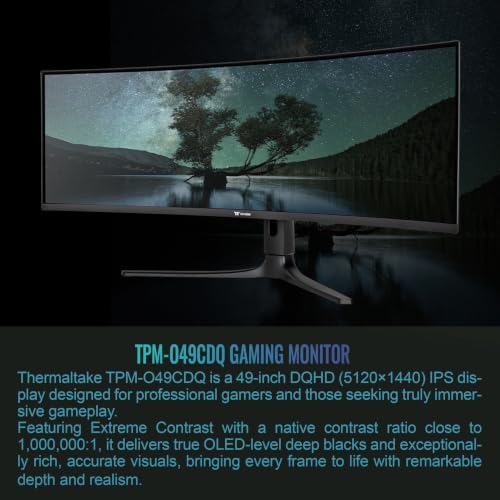 Image of Thermaltake 49 inch OLED Curved Ultrawide Gaming Monitor; 5120x1440 DQHD; 240Hz; 0.03ms GTG; Adaptive Sync; HDMI /DP /Type-C /USB; VESA 100x100; HDR10; 1800R Curve; PIP /PBP; Black; GM-QOL-49CEUB-US