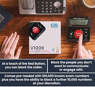 CPR V100K Call Blocker for Landline Phones - You Can Manually Block All Calls with The Big Red Button - Pre-Programmed to Block 100,000 Known Nuisance Numbers - Caller ID is Required.