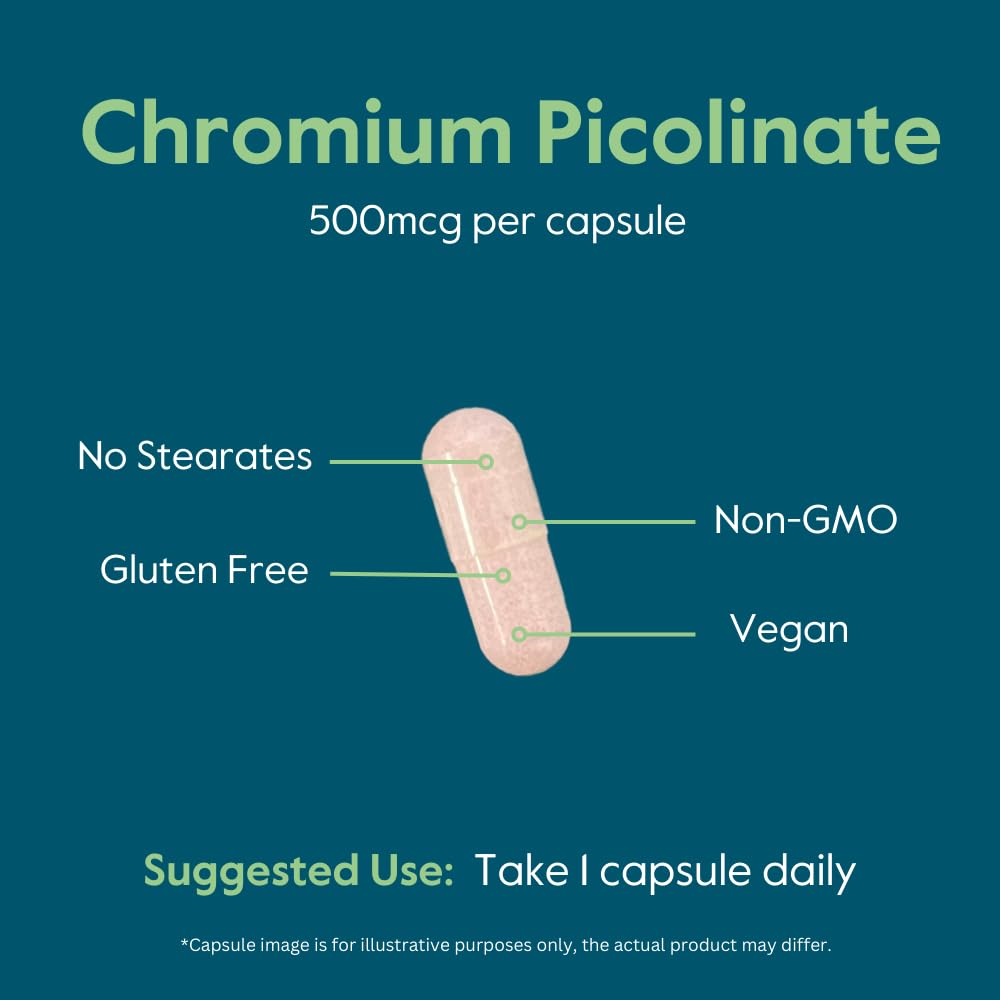 BESTVITE Chromium Picolinate 500mcg (240 Veg Caps) - No Stearates - Vegan — Amazon image 5