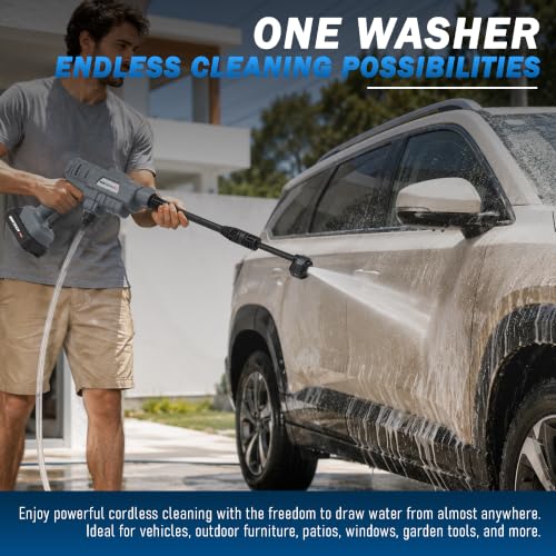 Image of WT CW20-24, 20V Cordless High Pressure Washer, 24 Bar Max Pressure, 3.3L /Min Flow Rate, 2 x 2.0Ah Li-Ion Batteries & Fast Charger, 6 Months Warranty