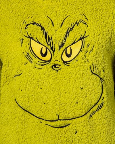 Dr. Seuss GRINCH Santa Plaid Plush Fleece Pajama Sleep Set2