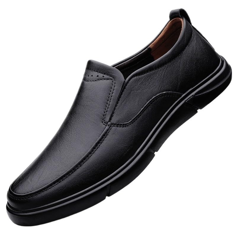 Men's Breathable Slip-On Leather Loafers, Casual Business Dress Shoes, Comfortable Outdoor Footwear, Lightweight Mens Loafers Flats, Versatile Leather Shoes for Men