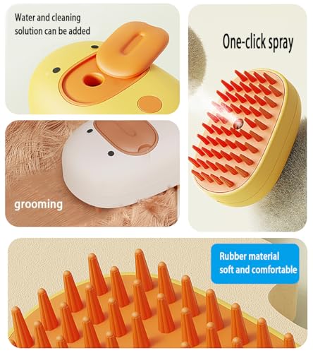 Image of Steam Cat Brush Dog Brush for Shedding Rechargeable Cat Brush Unique Pet Brush (yellow)