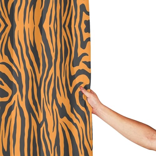 Rideau de douche imprimé léopard tigre orange imperméable 183x183 cm - 4