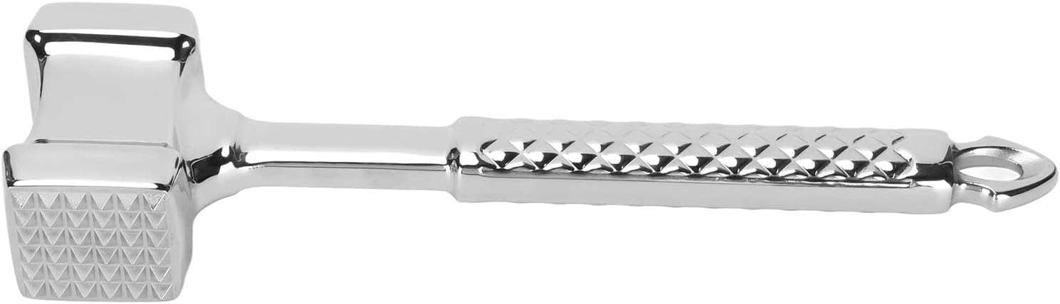 less Steel Steak Hammer, Meat Tenderizer with 36 Hammer Nails, Mirror for for Pounding and Fning Steaks,